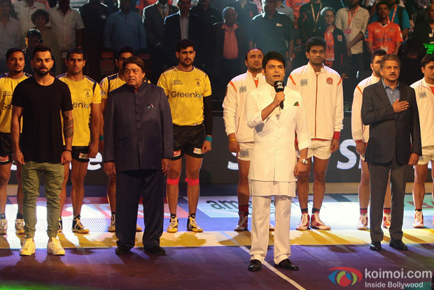 Virat Kohli and Kapil Sharma during the fourth season of Pro-Kabaddi League 2016