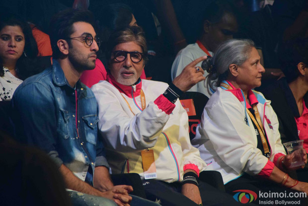  Ranbir Kapoor, Amitabh Bachchan and Jaya Bachchan during the fourth season of Pro-Kabaddi League 2016