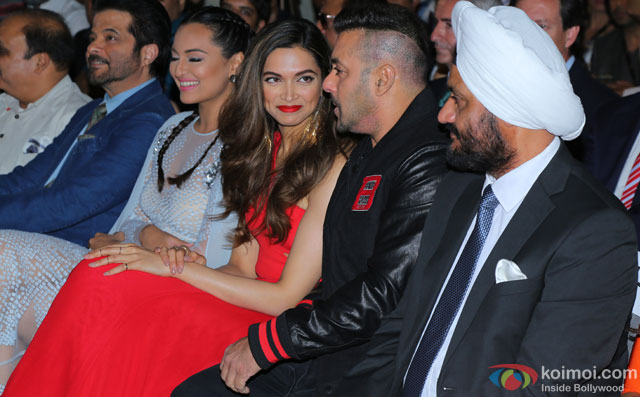 Anil Kapoor, Sonakshi Sinha, Deepika Padukone and Salman Khan during the 'IIFA 2016 Opening Press Conference'