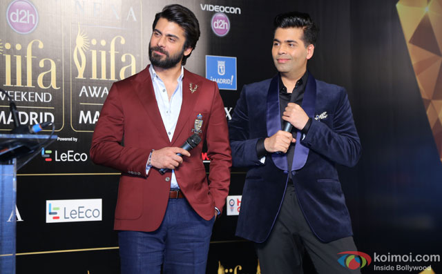 Fawad Khan and Karan Johar during the 'IIFA 2016 Opening Press Conference'