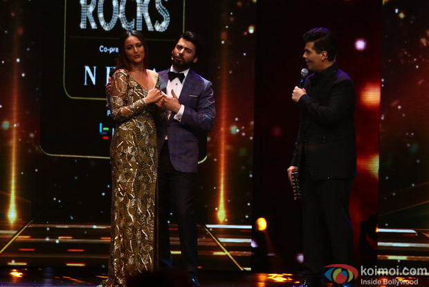Sonakshi Sinha, Fawad Khand and Karan Johar at IIFA Rocks 2016