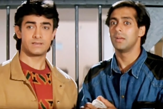 Aamir Khan and Salman Khan in a still from Andaz Apna Apna