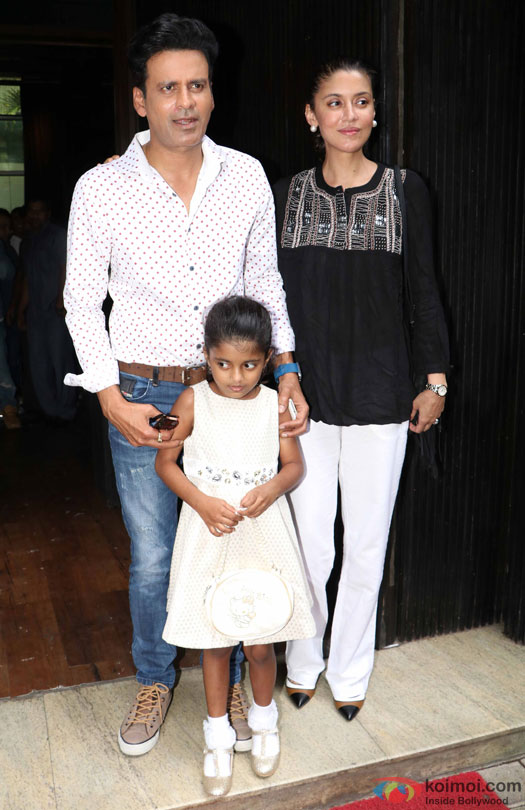 Manoj Bajpayee, Ava Nayla and Neha Bajpayee during the world premiere of short film 'Kriti'