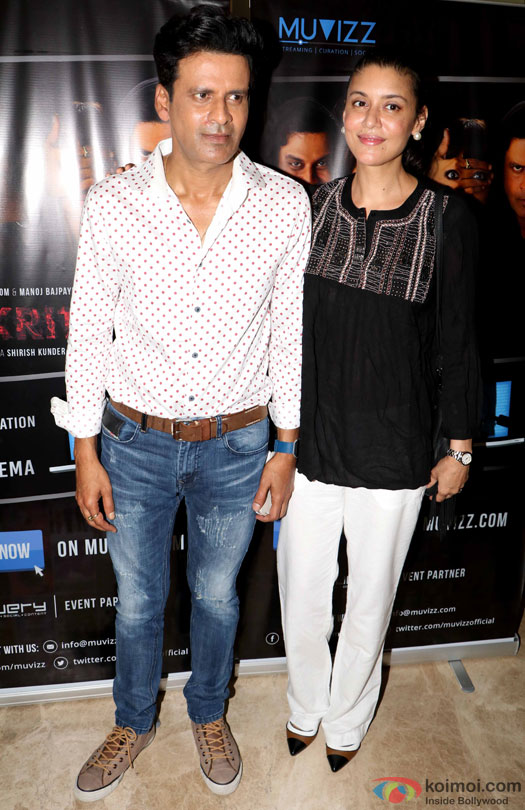 Manoj Bajpayee and Neha Bajpayee during the world premiere of short film 'Kriti'