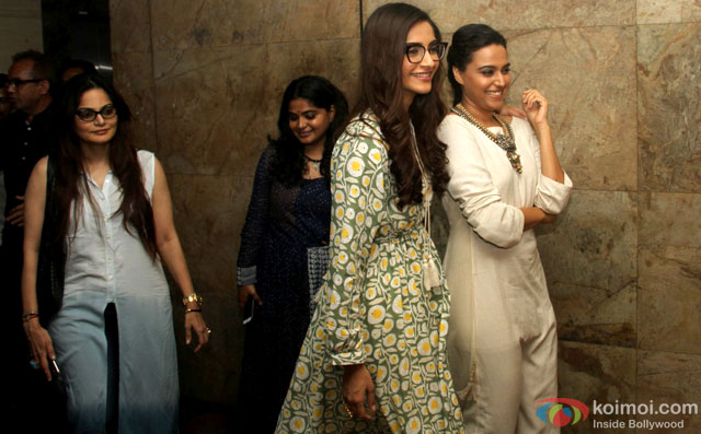 Sonam Kapoor and Swara Bhaskar during the special screening of film 'Nil Battey Sannata'