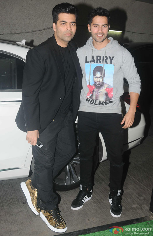 Karan Johar and Varun Dhawan during the special screening of film 'Udta Punjab'