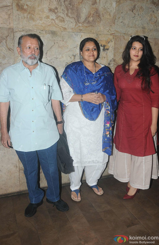 Pankaj Kapur, Supriya Pathak and Sanah Kapoor during the special screening of film 'Udta Punjab'