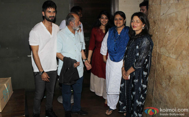 Shahid Kapoor, Pankaj Kapur, Sanah Kapoor and Supriya Pathak during the special screening of film 'Udta Punjab'