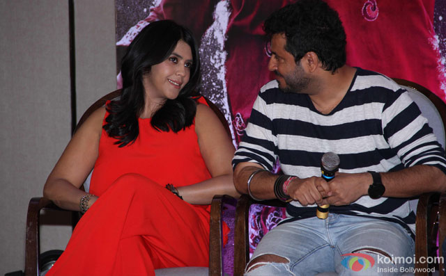 Ekta Kapoor and Vikas Bahl during the press conference of film 'Udta Punjab'