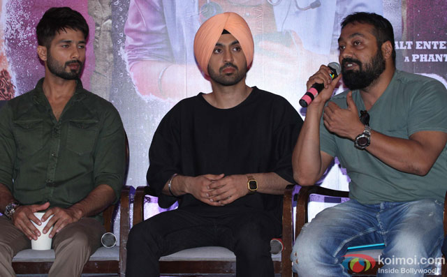 Shahid Kapoor, Diljit Dosanjh and Anurag Kashyap during the press conference of film 'Udta Punjab'