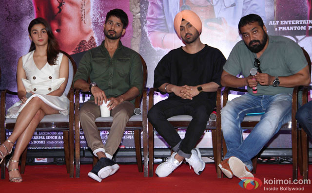 Alia Bhatt, Shahid Kapoor, Diljit Dosanjh and Anurag Kashyap during the press conference of film 'Udta Punjab'