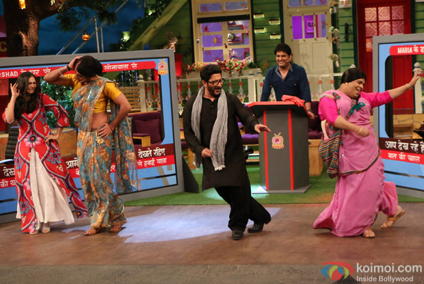 Arshad Warsi and his wife Maria Goretti on the sets of The Kapil Sharma Show