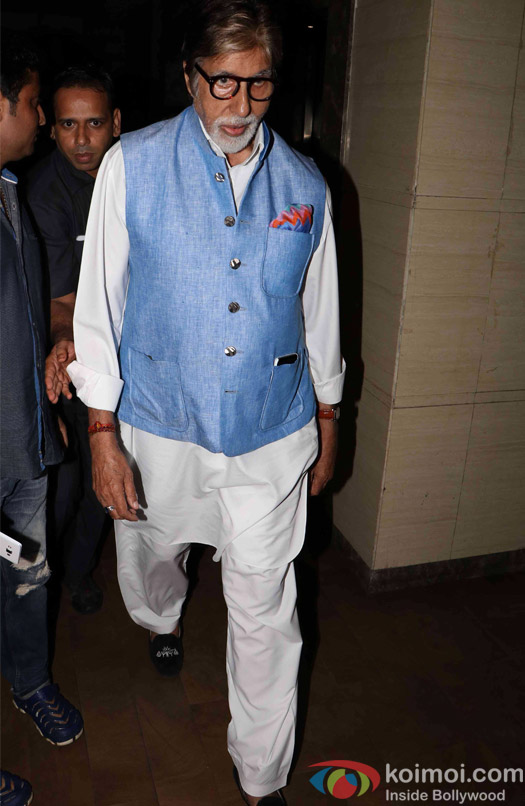 Amitabh bachchan during the screening of the film Madaari 