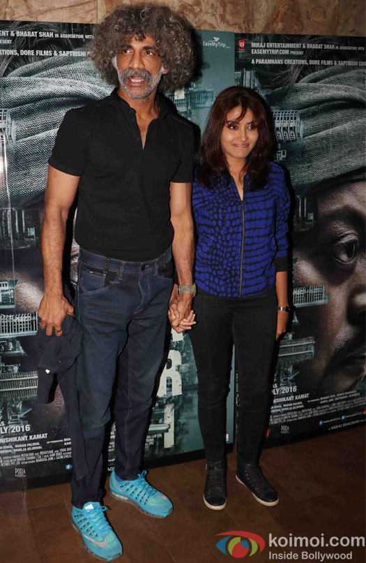 Makarand Deshpande during the screening of the film Madaari 