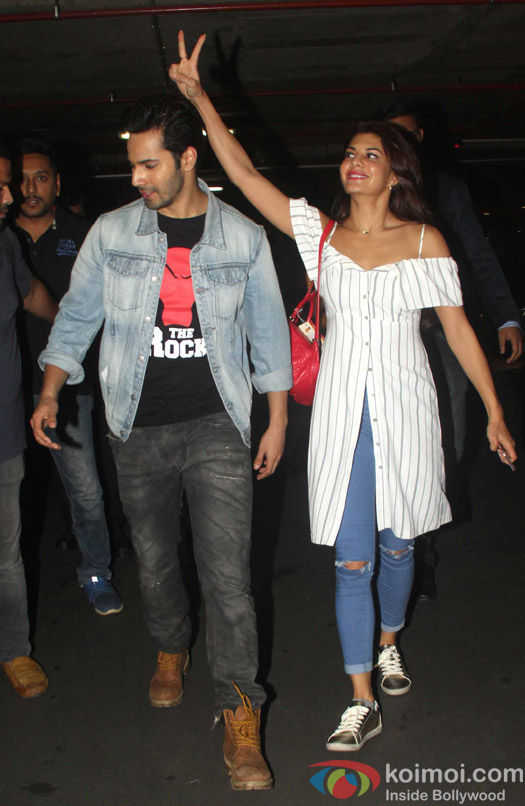 Varun Dhawana and Jaqueline Fernandez spotted at Airport