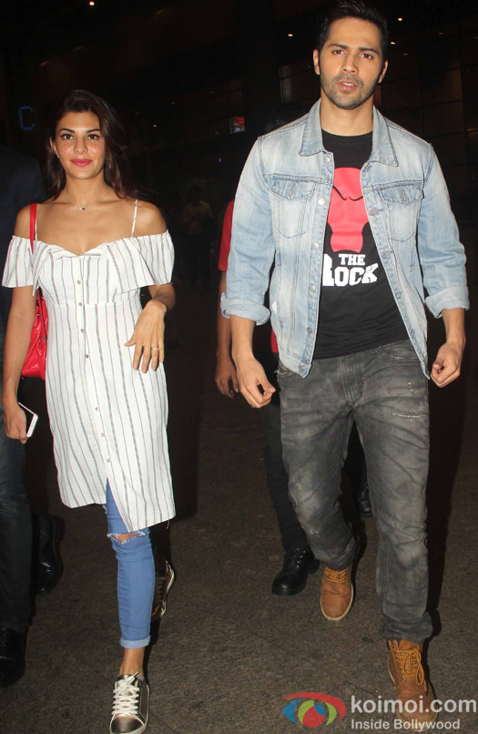 Varun Dhawana and Jaqueline Fernandez spotted at Airport