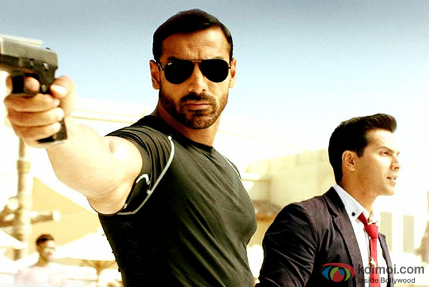 John Abraham and Varun Dhawan in a still from Dishoom
