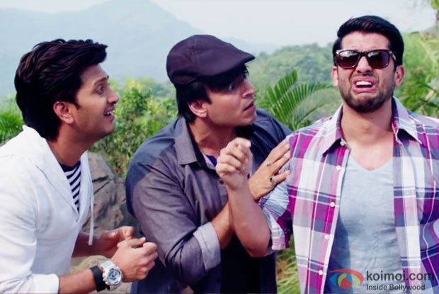 Riteish Deshmukh, Vivek Oberoi and Aftab Shivdasani in a still from Great Grand Masti