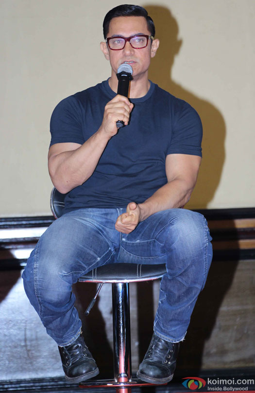 Aamir Khan during the poster launch of film 'Dangal'