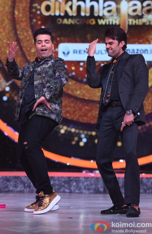 Manish Paul and Karan Johar on the sets of Jhalak Dikhhla Jaa