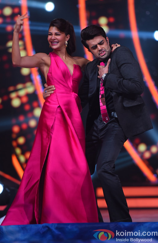 Jacqueline Fernandez and Manish Paul on the sets of Jhalak Dikhhla Jaa