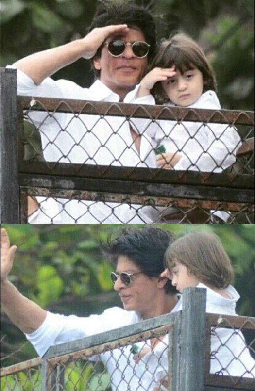 Shah Rukh Khan and AbRam Khan during the Eid Celebration