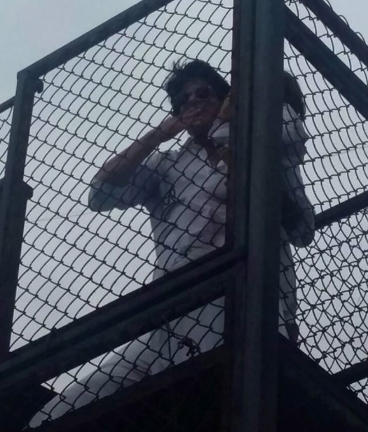 Shah Rukh Khan and AbRam Khan during the Eid Celebration