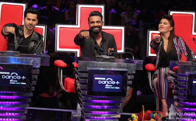 Varun Dhawan and Jacqueline Fernandez during the promotion of film 'Dishoom' on the sets of 'Dance +'