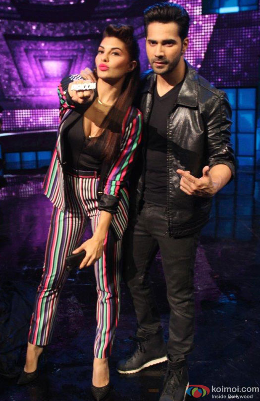 Jacqueline Fernandez and Varun Dhawan during the promotion of film 'Dishoom' on the sets of 'Dance +'