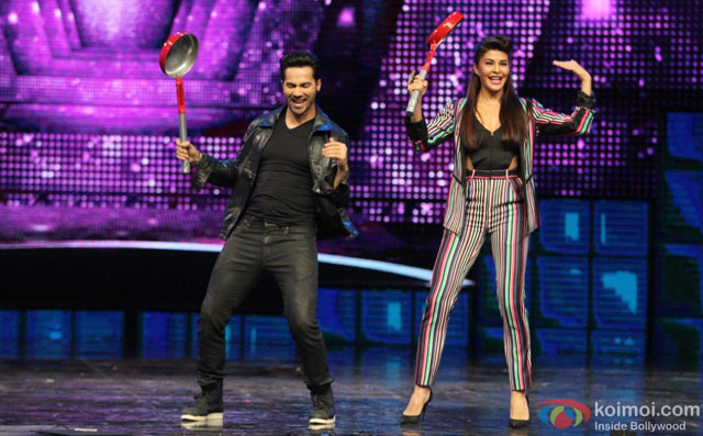 Varun Dhawan and Jacqueline Fernandez during the promotion of film 'Dishoom' on the sets of 'Dance +'