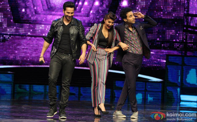 Varun Dhawan and Jacqueline Fernandez during the promotion of film 'Dishoom' on the sets of 'Dance +'