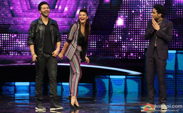 Varun Dhawan and Jacqueline Fernandez during the promotion of film 'Dishoom' on the sets of 'Dance +'