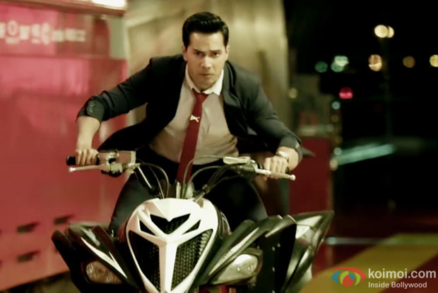 Varun Dhawan in a still from Dishoom