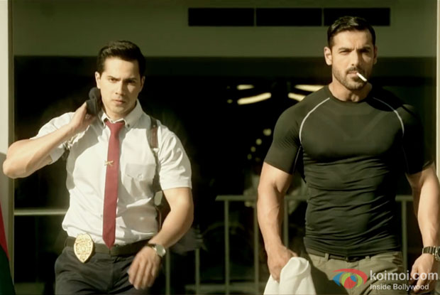 Varun Dhawan and John Abraham in a still from Dishoom