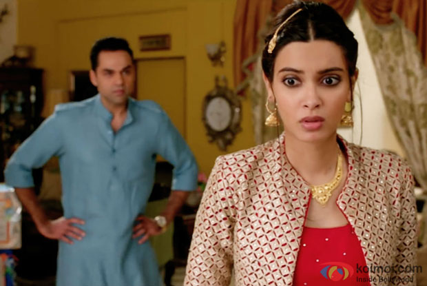 Abhay Deol and Diana Penty in a still from Happy Bhag Jayegi