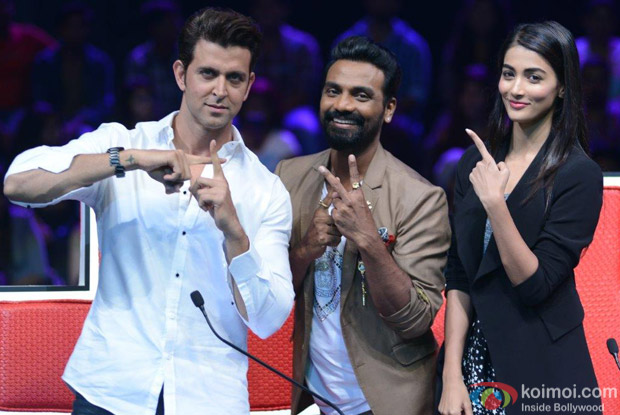 Hrithik Roshan, Remo D'Souza and Pooja Hegde on the sets of Dance + season 2 