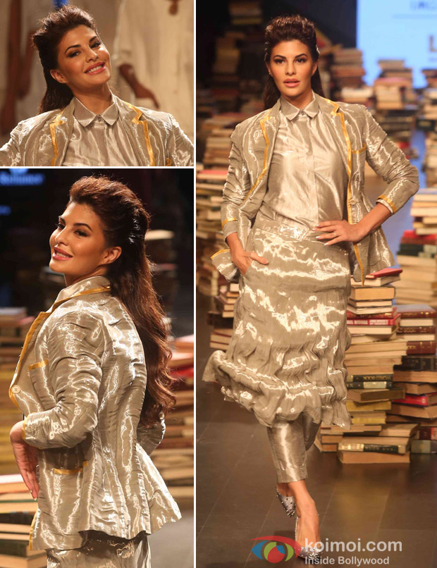 Jacqueline Fernandez displays during the Lakme Fashion Week Winter Festive 2016