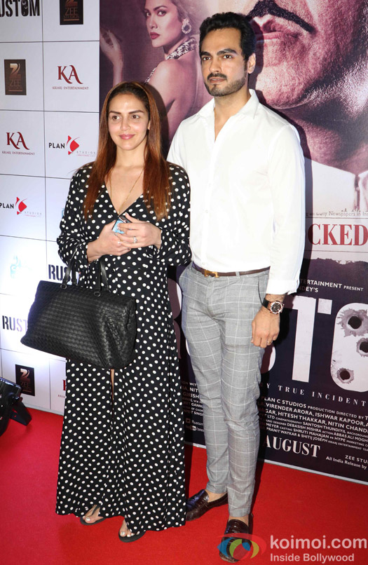 Esha Deol and Bharat Takhtani during the Rustom Screening