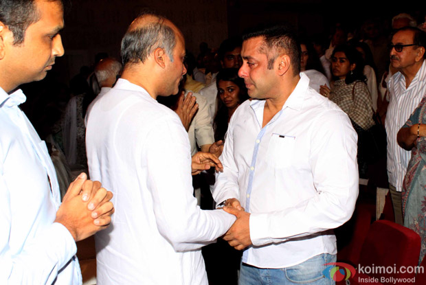 Salman Khan during a prayer meeting of filmmaker Rajjat Barjatya