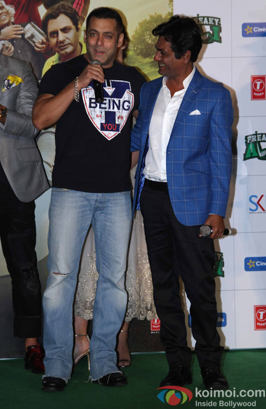 Salman Khan and Nawazuddin Siddiqui during the trailer launch of film Freaky Ali