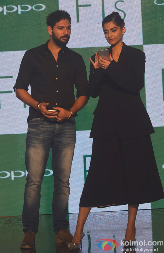 Sonam Kapoor, Yuvraj Singh At A Smartphone Launch Event