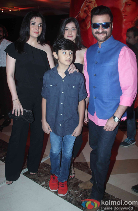  Sanjay Kapoor along with his wife Maheep Sandhu, son Jahaan Kapoor and daughter Shanaya Kapoor during the music launch of film Mirzya