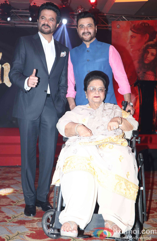 Anil Kapoor and Sanjay Kapoor with their mother Nirmal Kapoor during the music launch of film Mirzya
