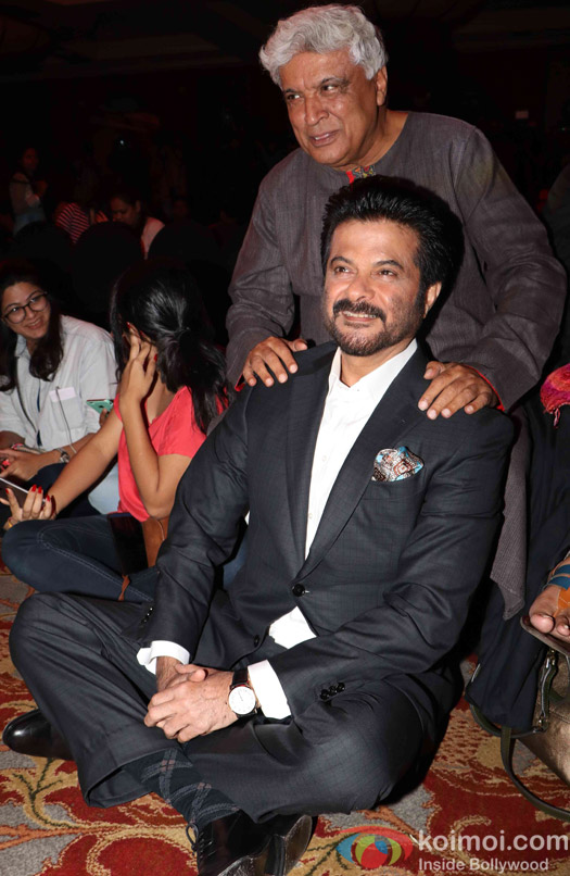 Javed Akhtar and Anil kapoor during the music launch of film Mirzya