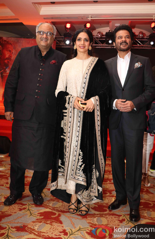 Boni Kapoor, Sridevi and Anil kapoor during the music launch of film Mirzya