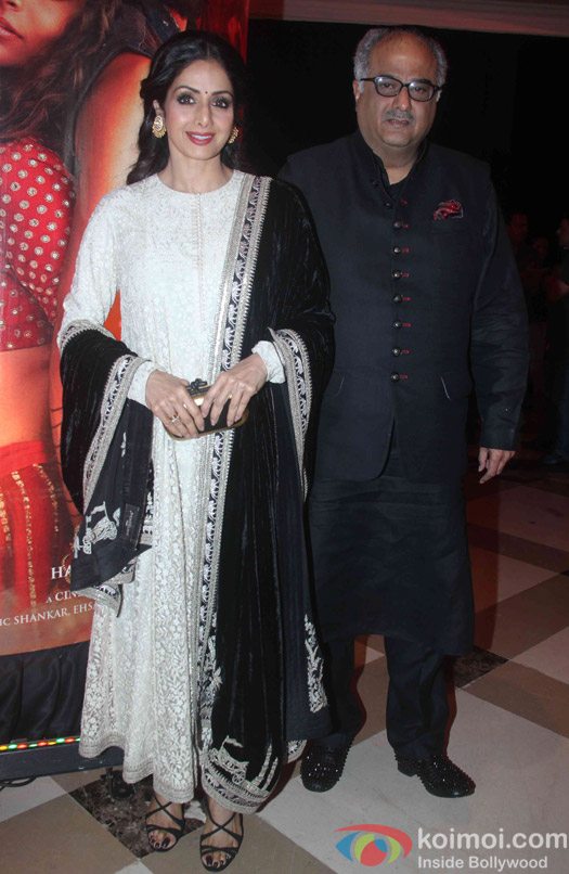 Boni Kapoor and Sridevi during the music launch of film Mirzya