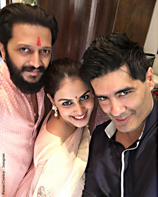 Riteish Deshmukh And Genelia D'Souza Attend Ganpati Celebrations At Manish Malhotra's House