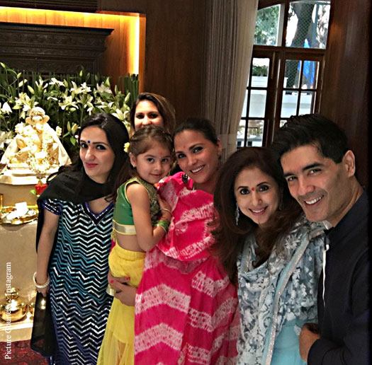 Lara Dutta And Urmila Matondkar Attend Ganpati Celebrations At Manish Malhotra's House