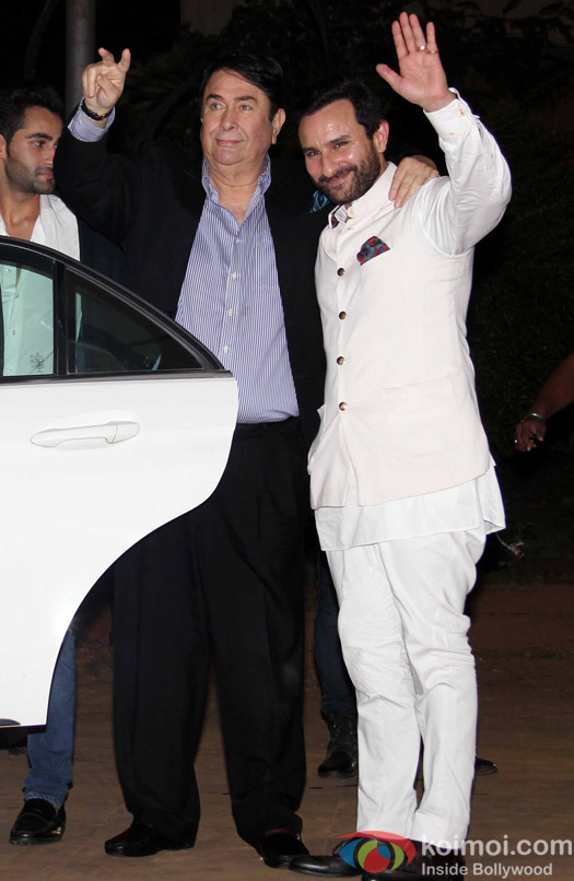 Randhir Kapoor and Saif Ali Khan during Rima Jain 60th birthday celebration