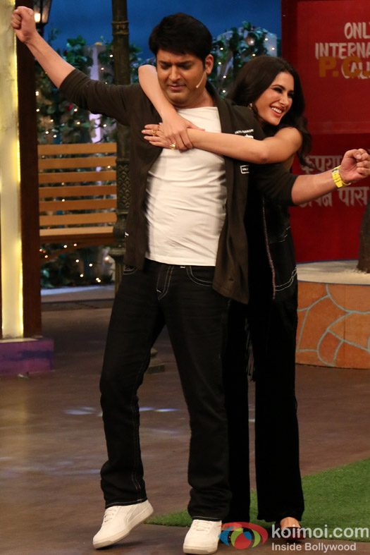 Nargis Fakhri on the sets of The Kapil Sharma Show